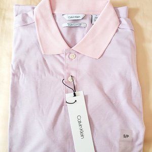 Calvin Klein Liquid Touch Stripe Polo Shirt in Heirloom Rose (NWT)